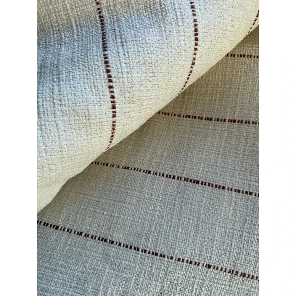 Pottery Barn Pickstitch Rust Fabric Material‎ 8 1/8 Yards Cotton Striped
